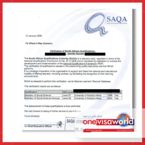 SAQA Qualification Verification Assistance (South Africa & International)