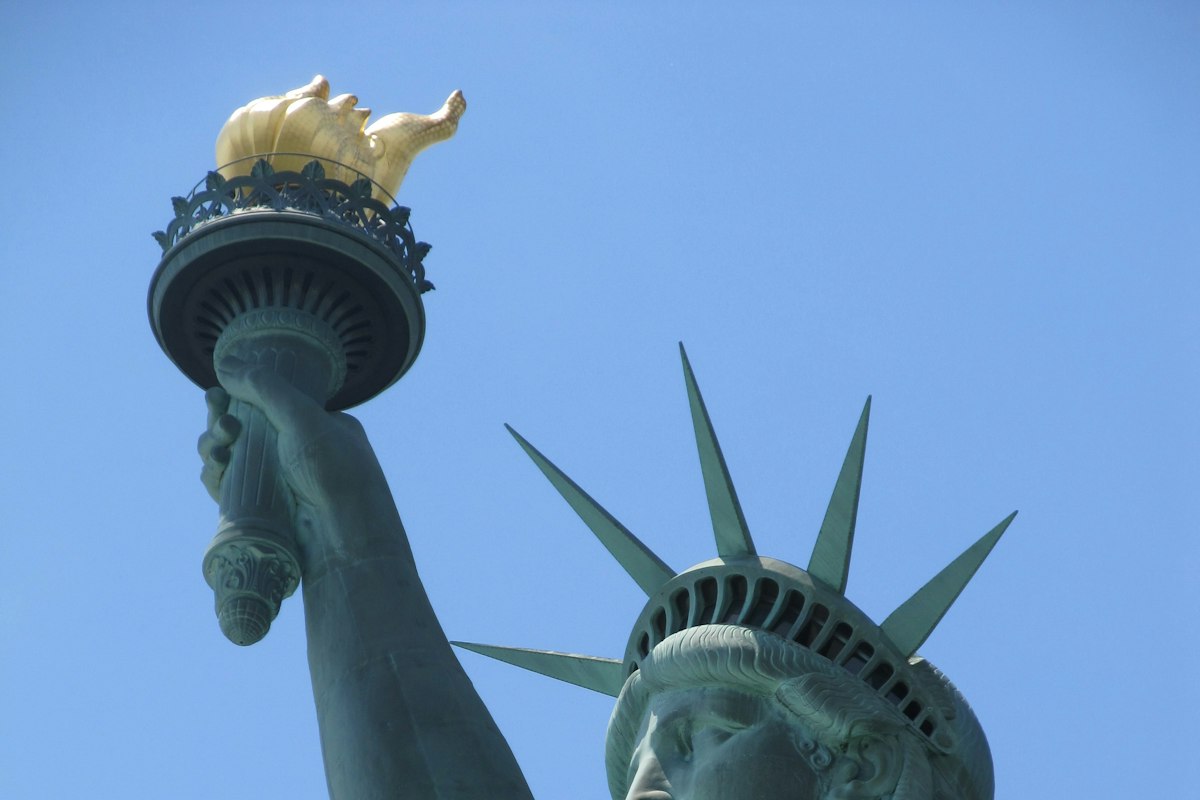 The torch and crown of the Statue of Liberty in New York, for South Africans applying for a US visa